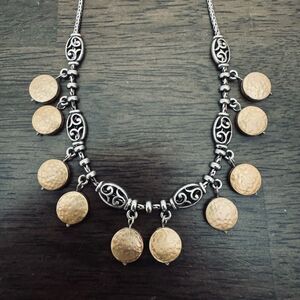 Brighton Mediterranean Hammered Gold Circles Silver Necklace